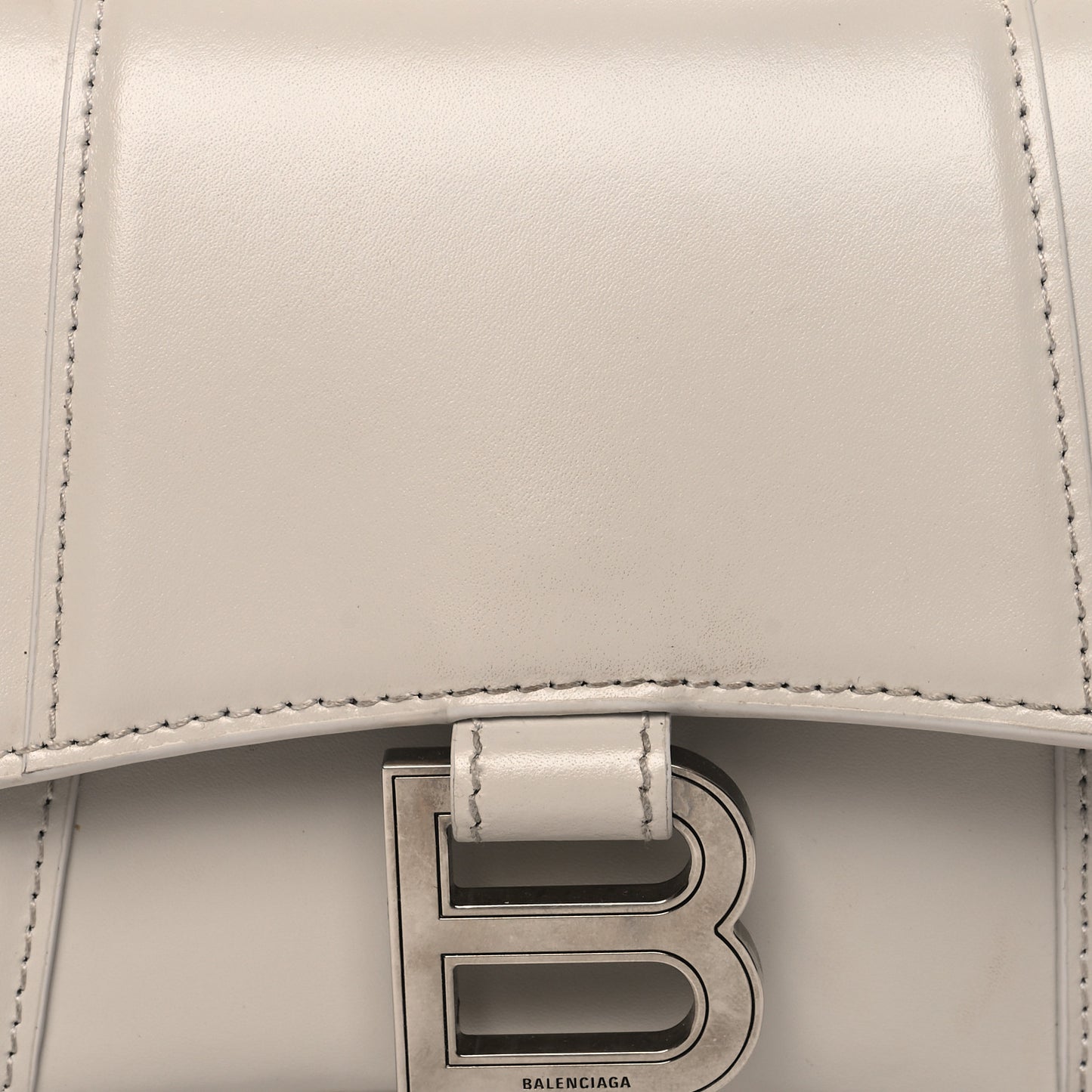 Shiny Box Calfskin Hourglass Top Handle Bag XS Chalky White