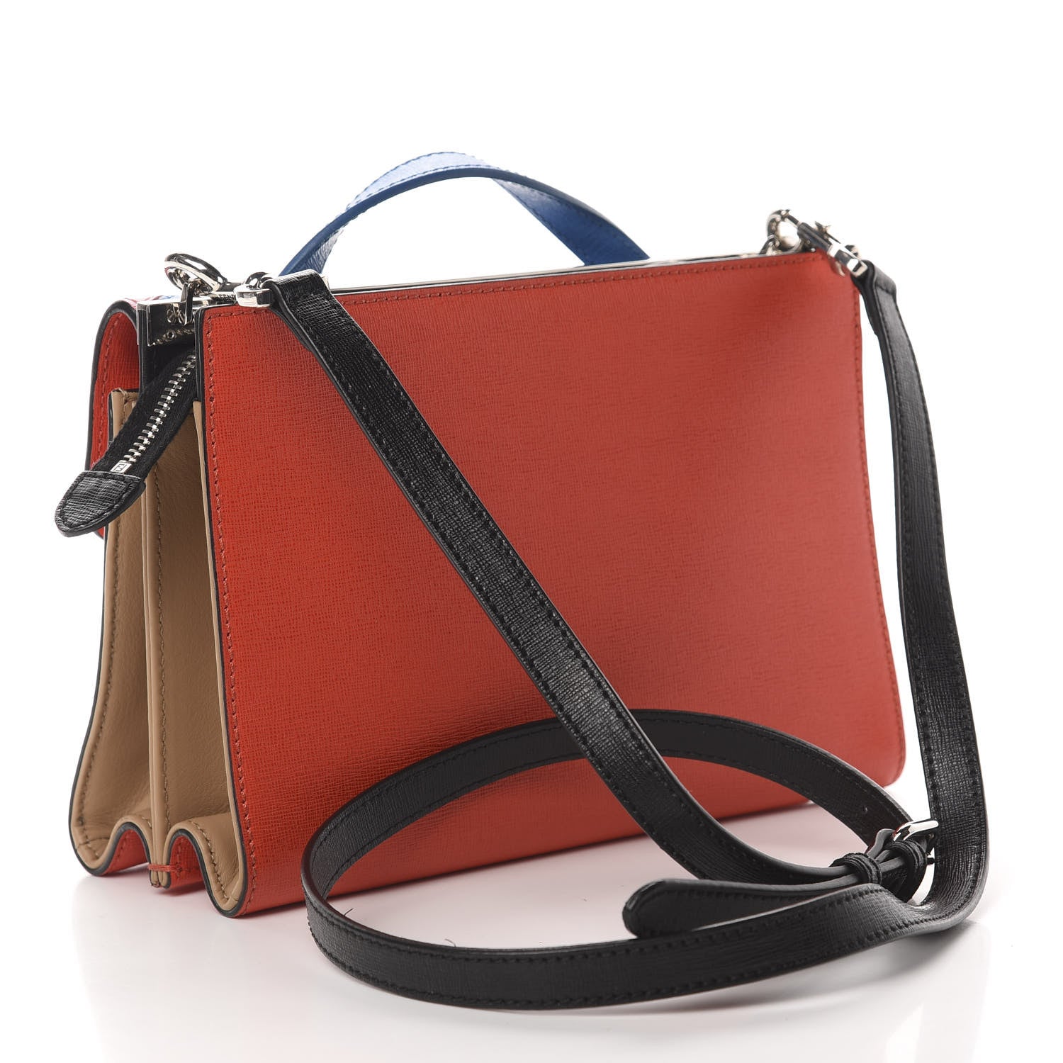 Fendi Vitello Elite Monster Mini Demi Jour Shoulder Bag Papavero Royal Blue Multicolor 3 of 12