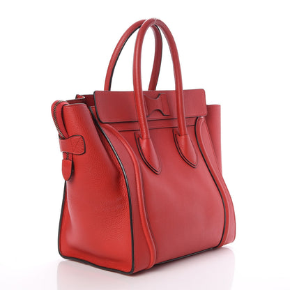 Celine Drummed Calfskin Mini Luggage Coquelicot 3 of 7