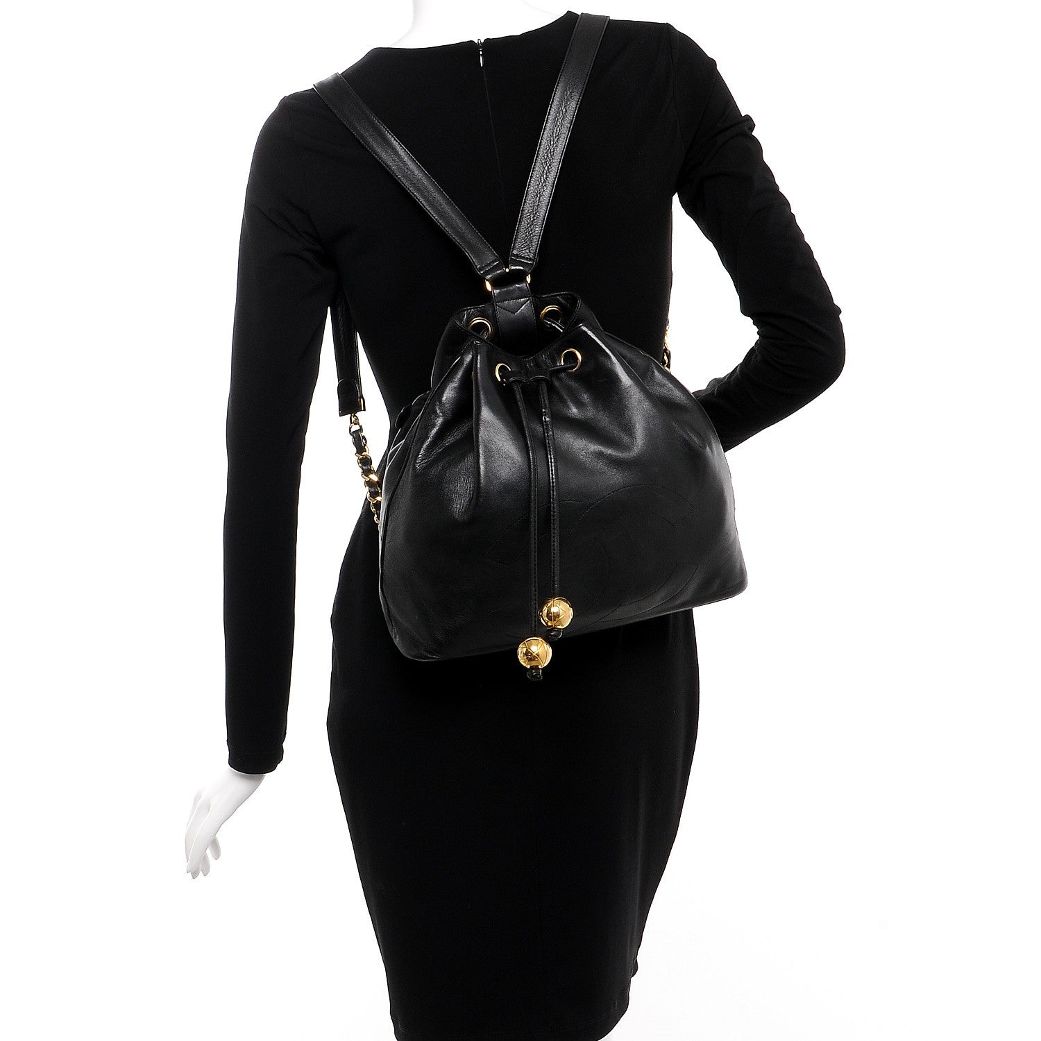 Chanel Lambskin CC Drawstring Backpack Black 2 of 15