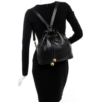Chanel Lambskin CC Drawstring Backpack Black 2 of 15
