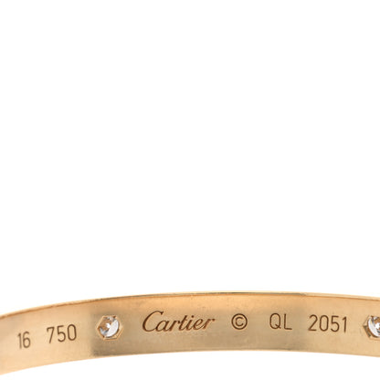 Cartier 18K Yellow Gold 4 Diamond LOVE Bracelet 16 3 of 7