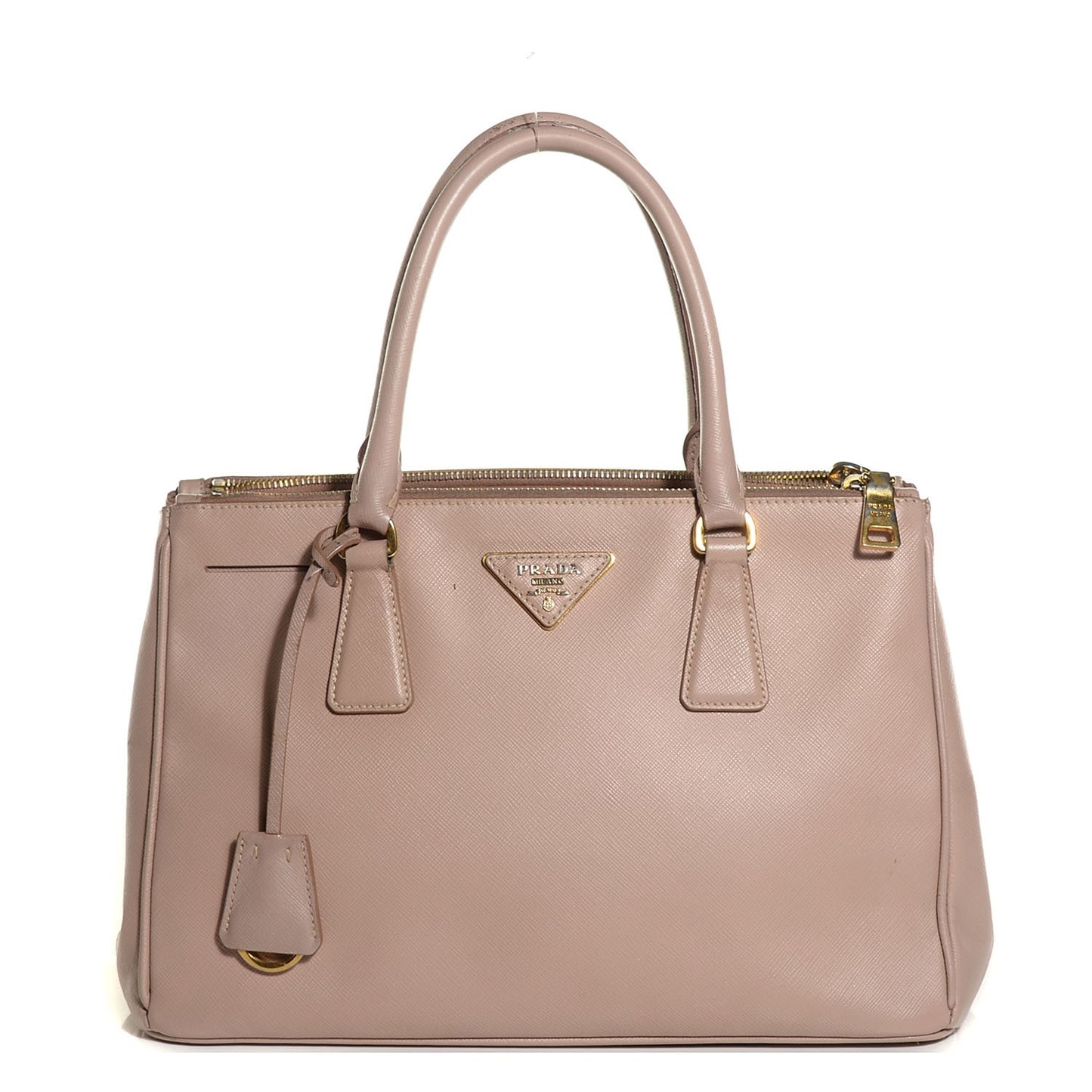 Saffiano Lux Small Double Zip Tote Cammeo