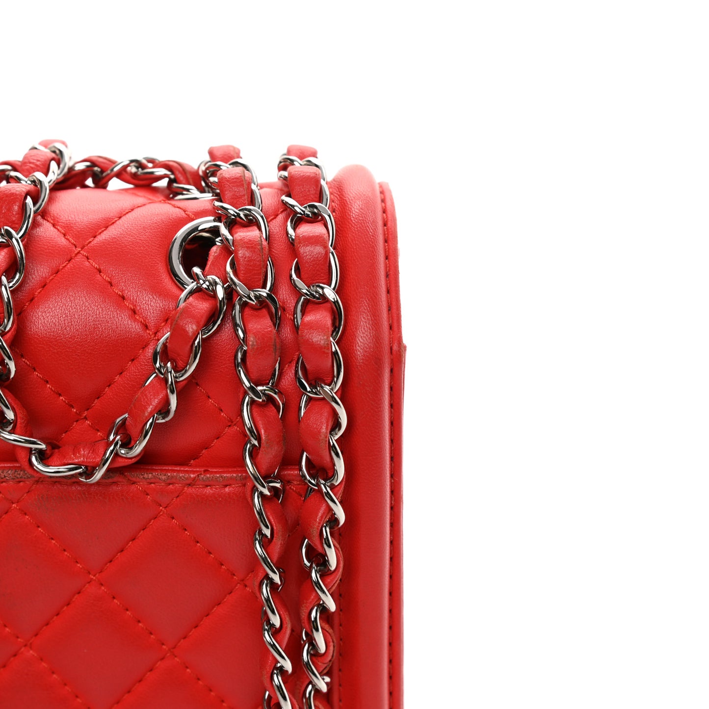 Lambskin Quilted Small Geometric Flap Red