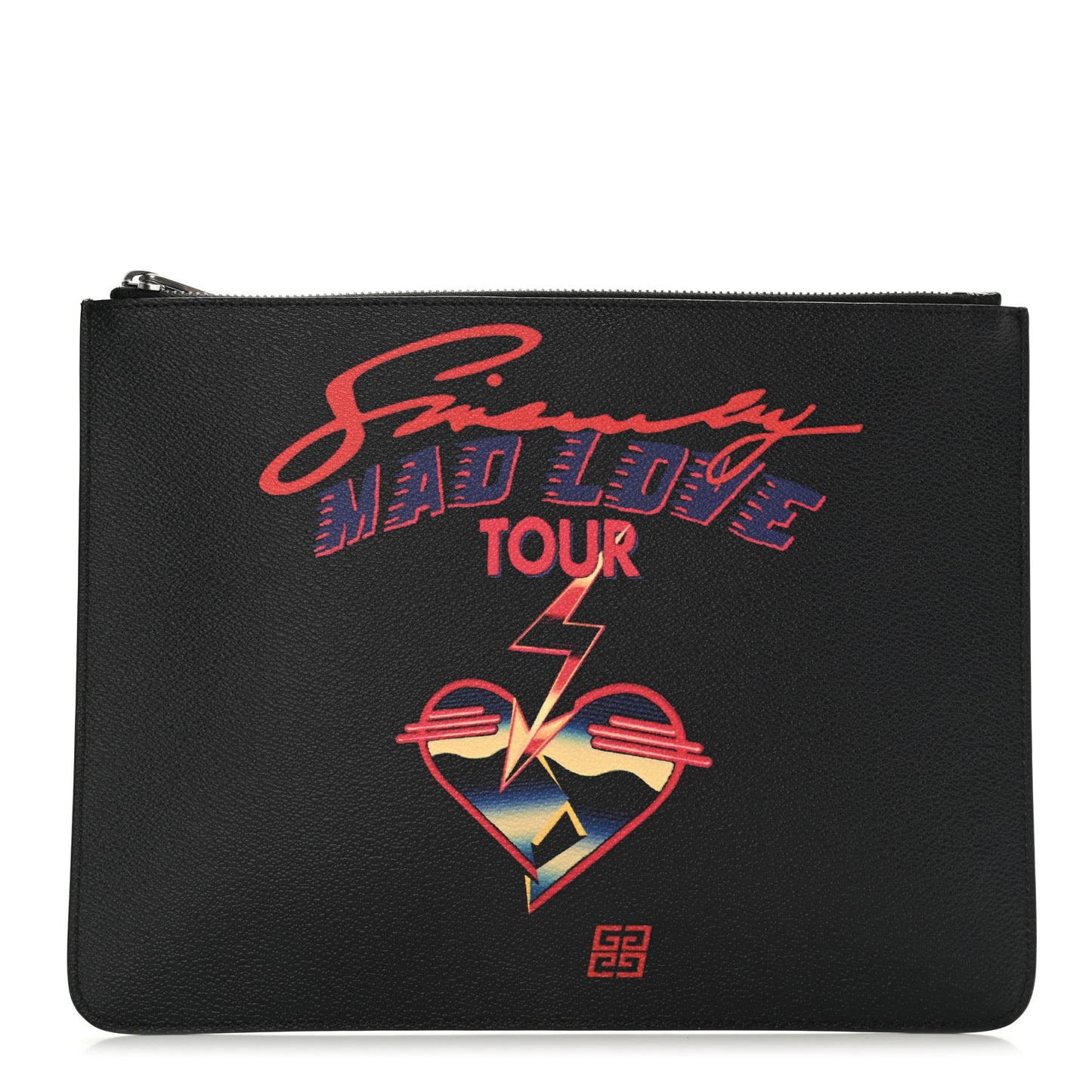 Textured Coated Canvas Mad Love Tour Large Pouch Black