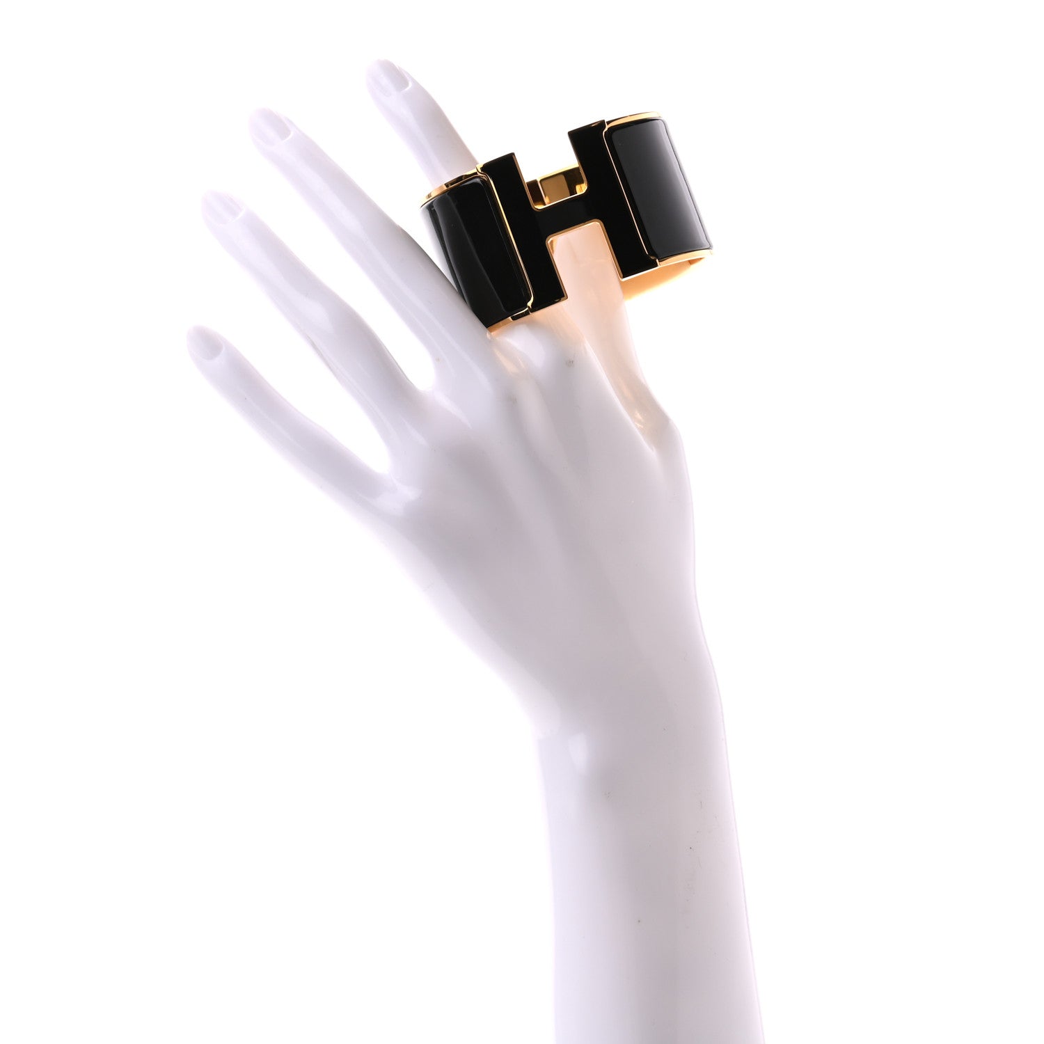 Hermes Enamel Extra Wide Clic Clac H Bracelet PM Black 2 of 4