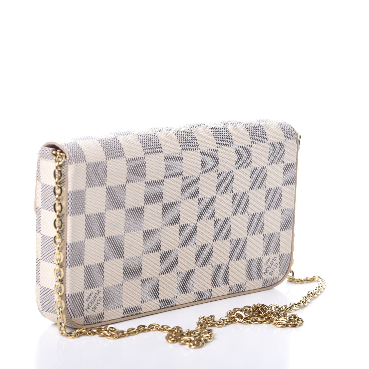 Louis Vuitton Damier Azur Pochette Felicie Chain Wallet Rose Ballerine 3 of 10