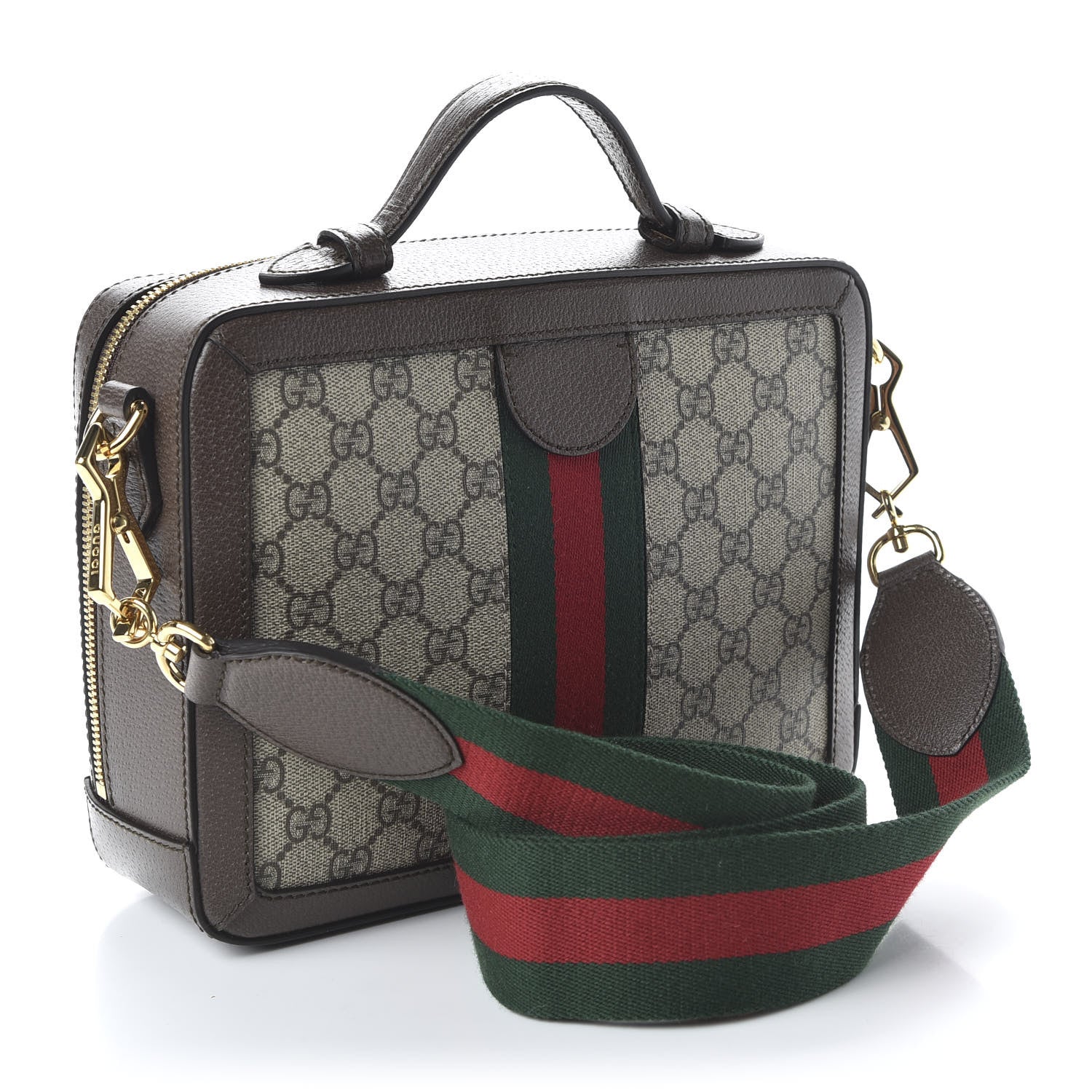 Gucci GG Supreme Monogram Web Small Ophidia Top Handle Shoulder Bag Brown 3 of 10