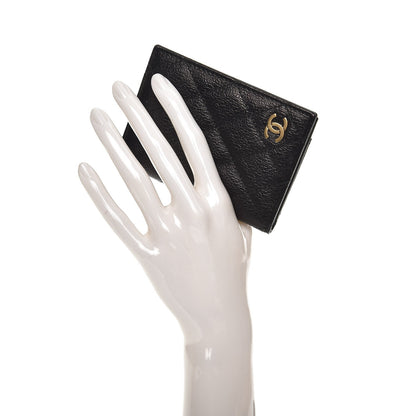 Chanel Letter Calfskin Embossed Quilted CC Card Holder Wallet Black 2 of 8