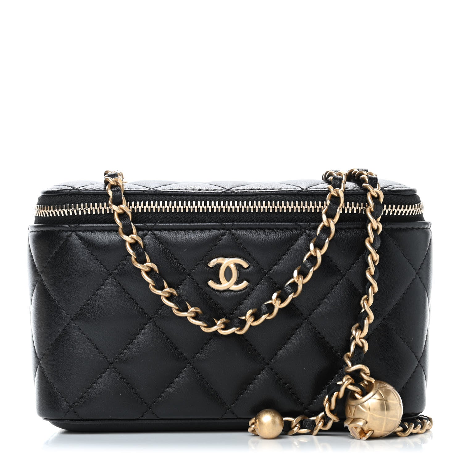 Chanel Lambskin Quilted Pearl Crush Small Vanity Case With Chain Black 1 of 4