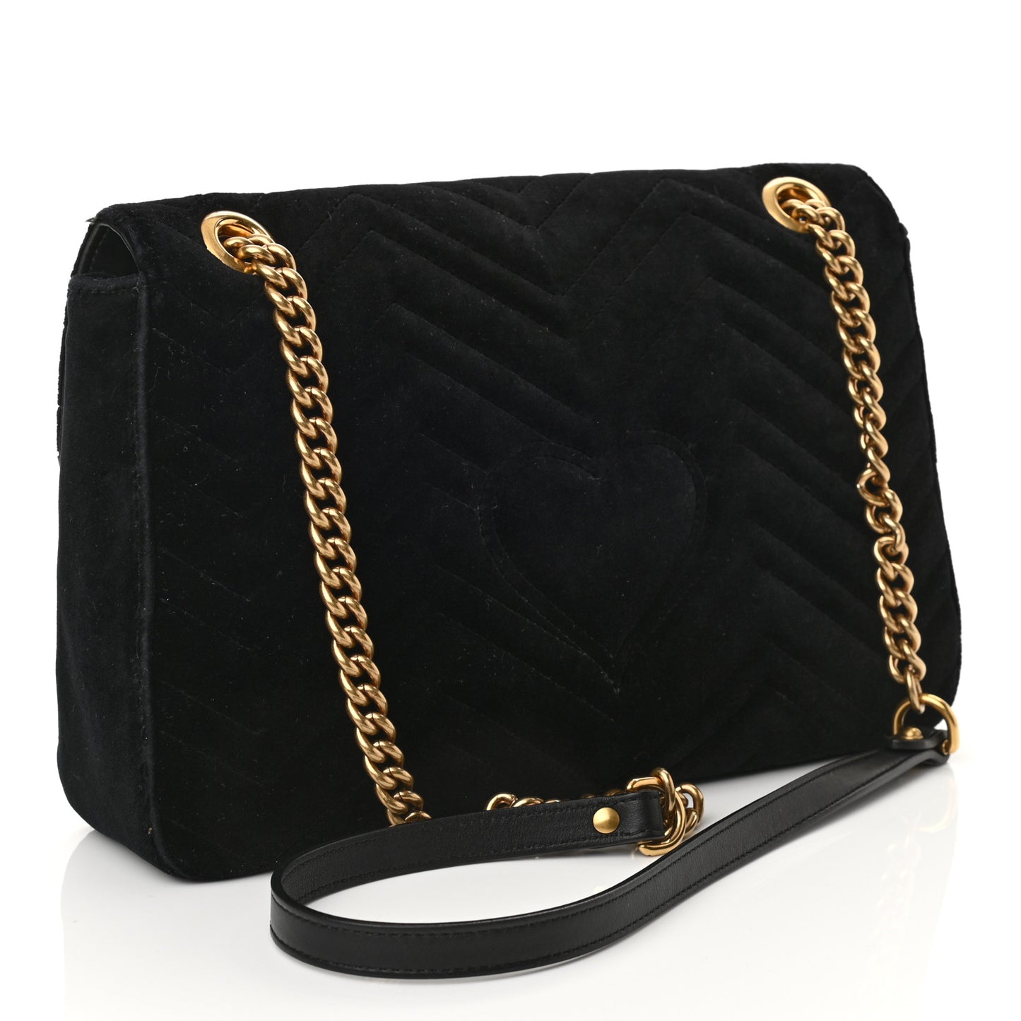 Velvet Matelasse Medium GG Marmont Shoulder Bag Black