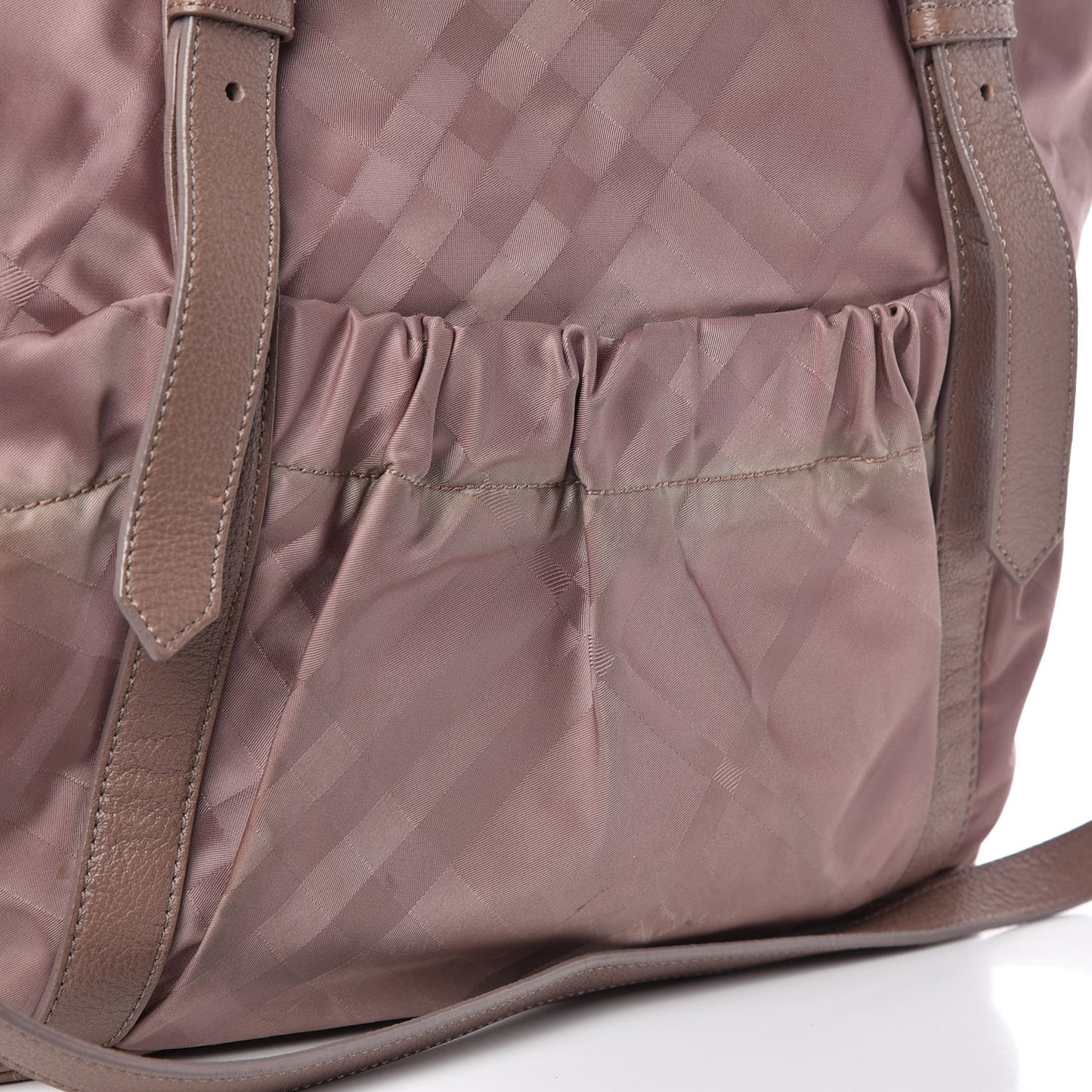 Nylon Tonal Check Drawstring Tote Light Pink