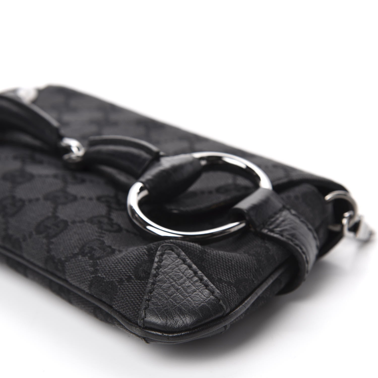 Gucci Monogram Horsebit Chain Clutch Black 7 of 10