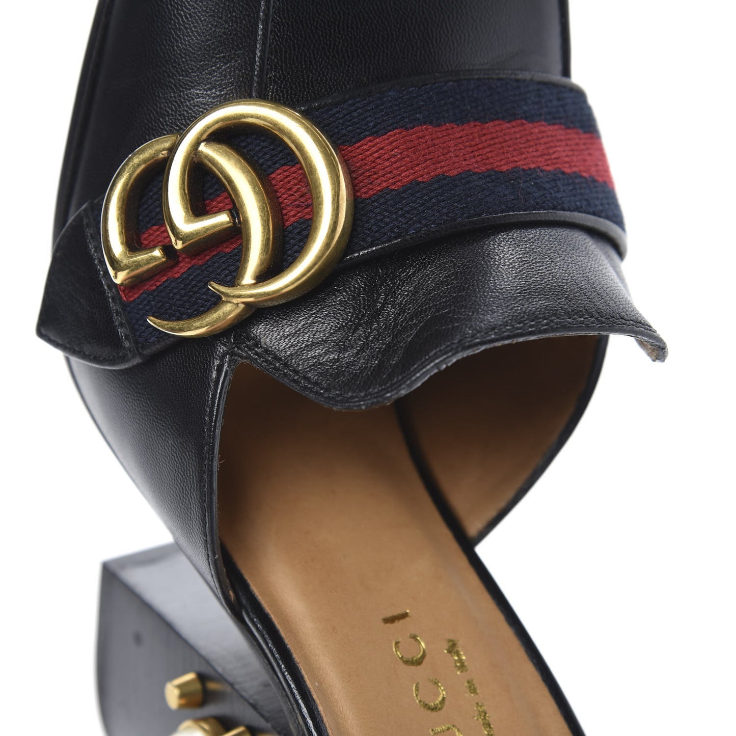 Malaga Kid Web Pearl Embellished Peyton High Heel Mules 36 Black