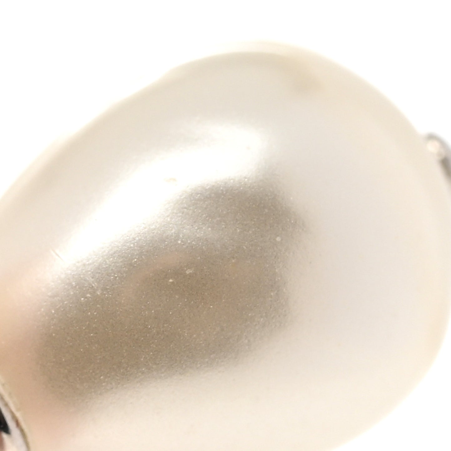 Baguette Crystal Pearl CC Pendant Necklace Silver