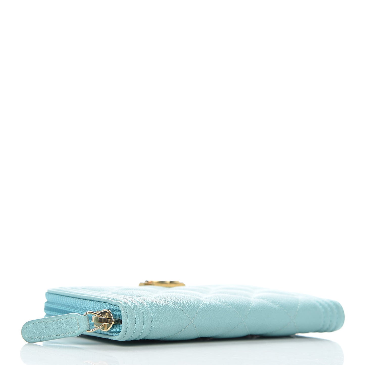 Caviar Quilted Small Boy Zip Around Wallet Light Blue
