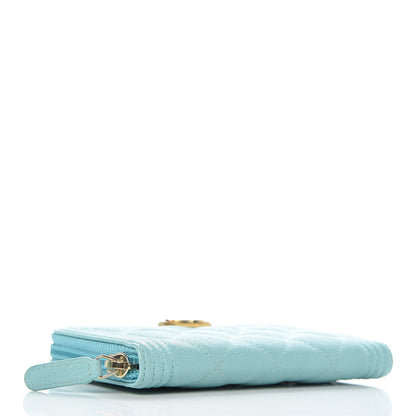Chanel Caviar Quilted Small Boy Zip Around Wallet Light Blue 4 of 9