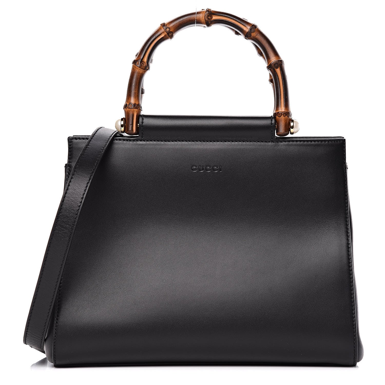 Gucci Nappa Bamboo Small Nymphaea Top Handle Bag Black 1 of 9