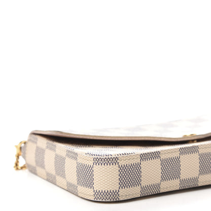 Louis Vuitton Damier Azur Pochette Felicie Chain Wallet Rose Ballerine 6 of 10