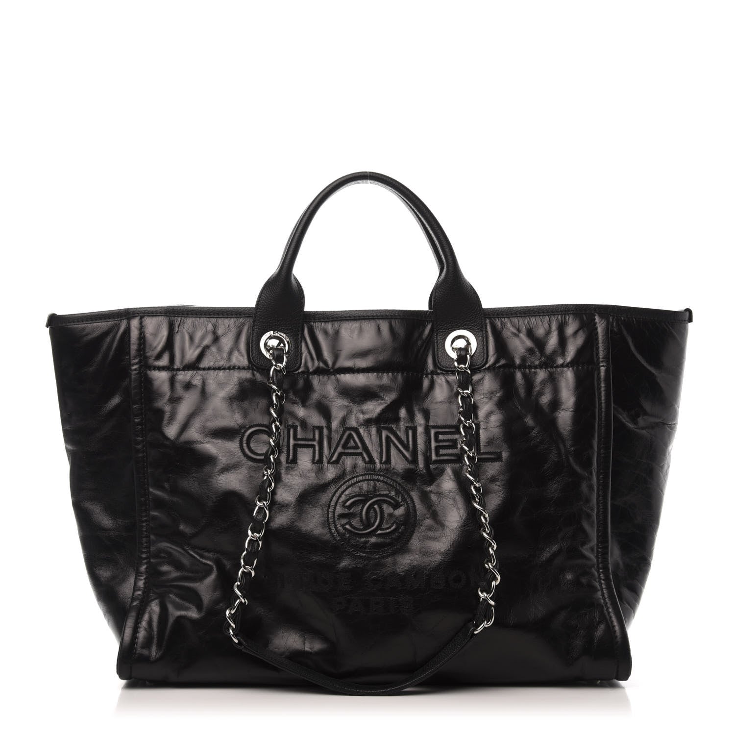 Chanel Glazed Calfskin Medium Deauville Tote Black 1 of 10