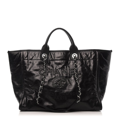 Chanel Glazed Calfskin Medium Deauville Tote Black 1 of 10