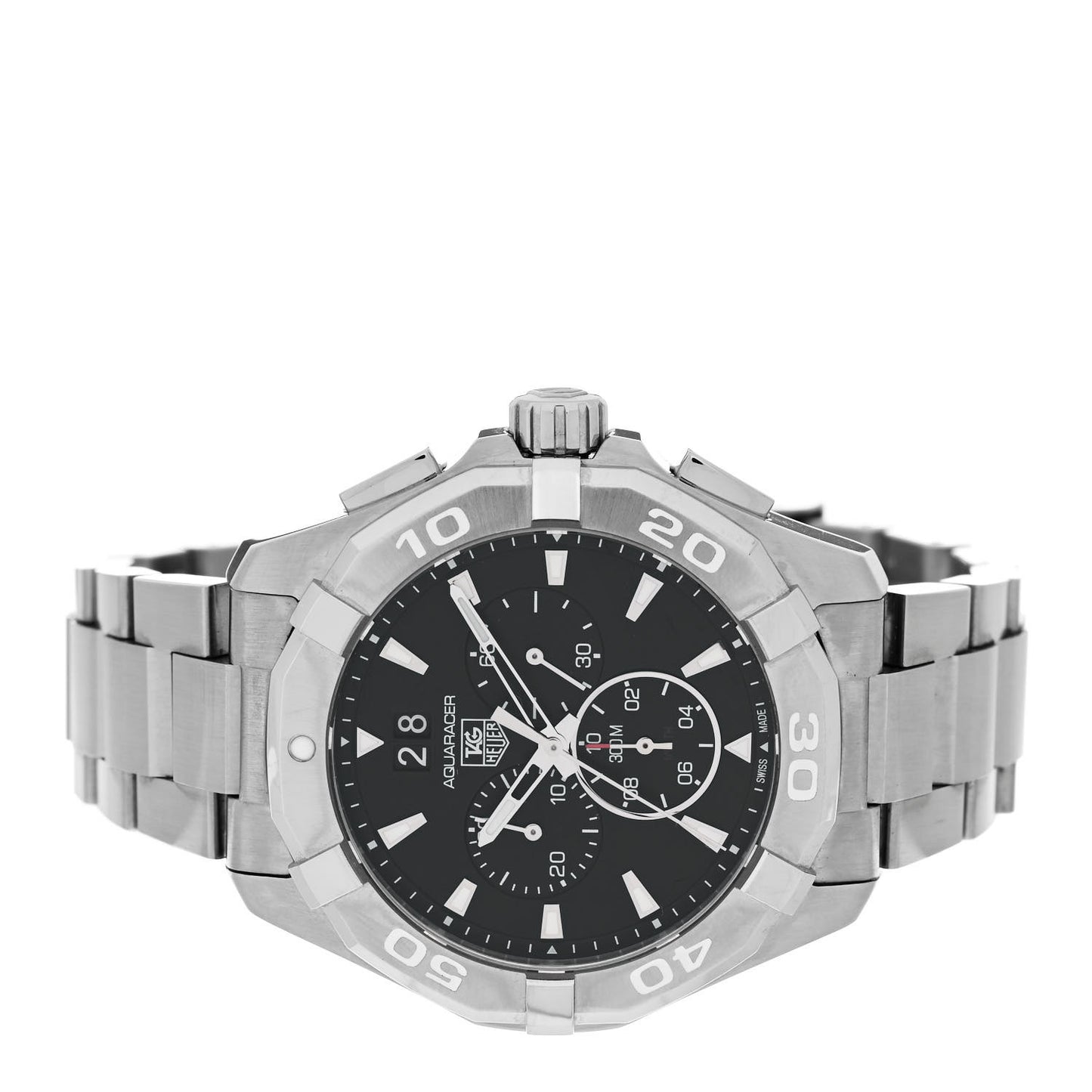 Stainless Steel 43mm Aquaracer 300M Chronograph Quartz Watch Black CAY111A Black