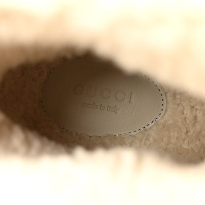 Gucci Suede Shearling Monogram Womens Prestige Booties 40 Grey Silver 8 of 9