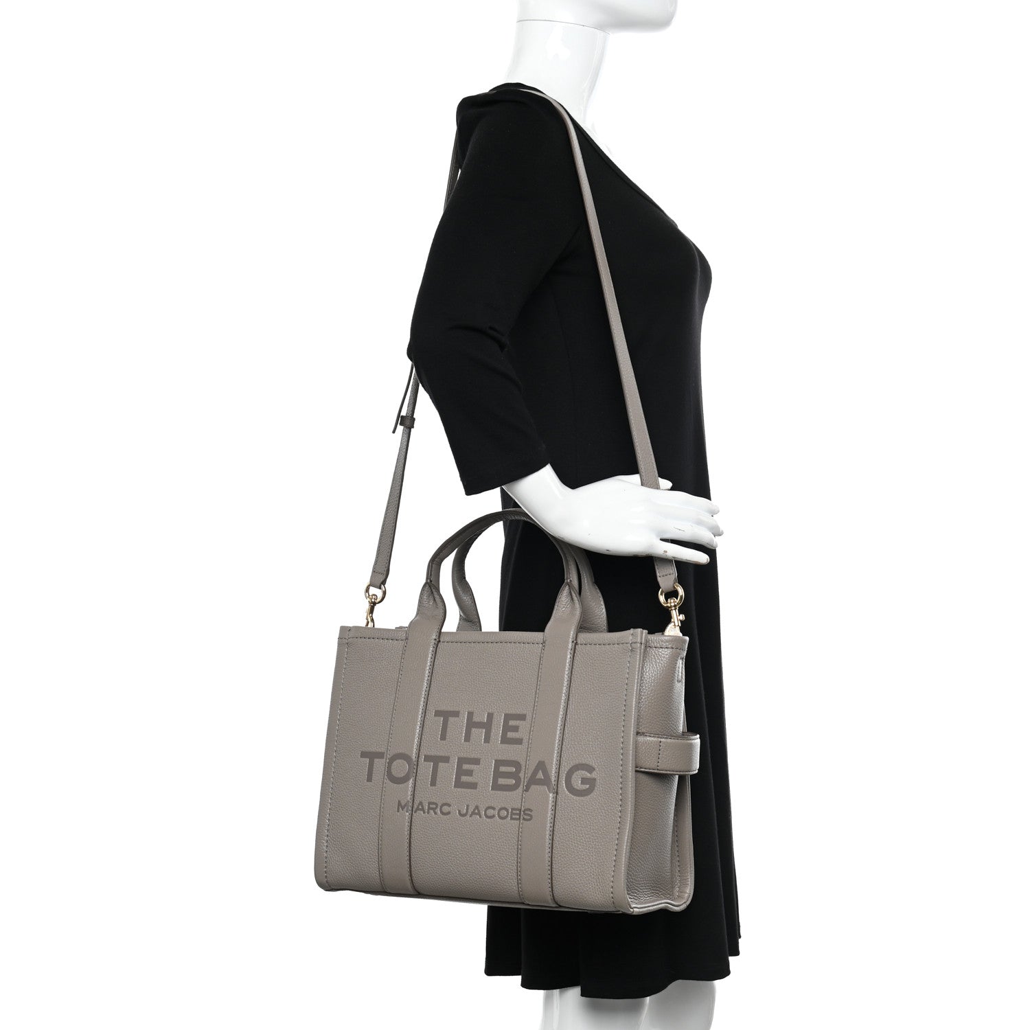Marc Jacobs Grained Calfskin Medium The Tote Bag Cement 2 of 10
