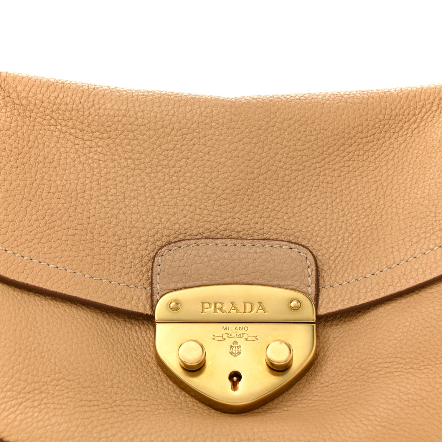 Prada Vitello Daino Pushlock Shoulder Bag Sughero 8 of 13