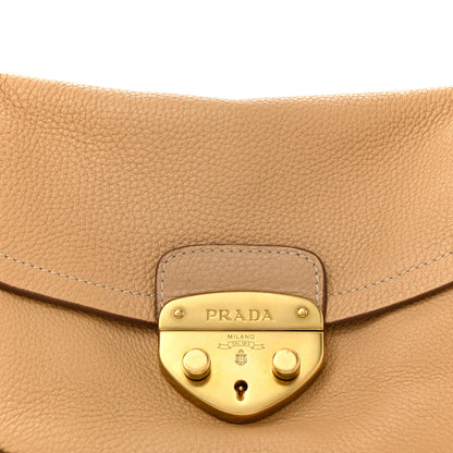 Prada Vitello Daino Pushlock Shoulder Bag Sughero 8 of 13