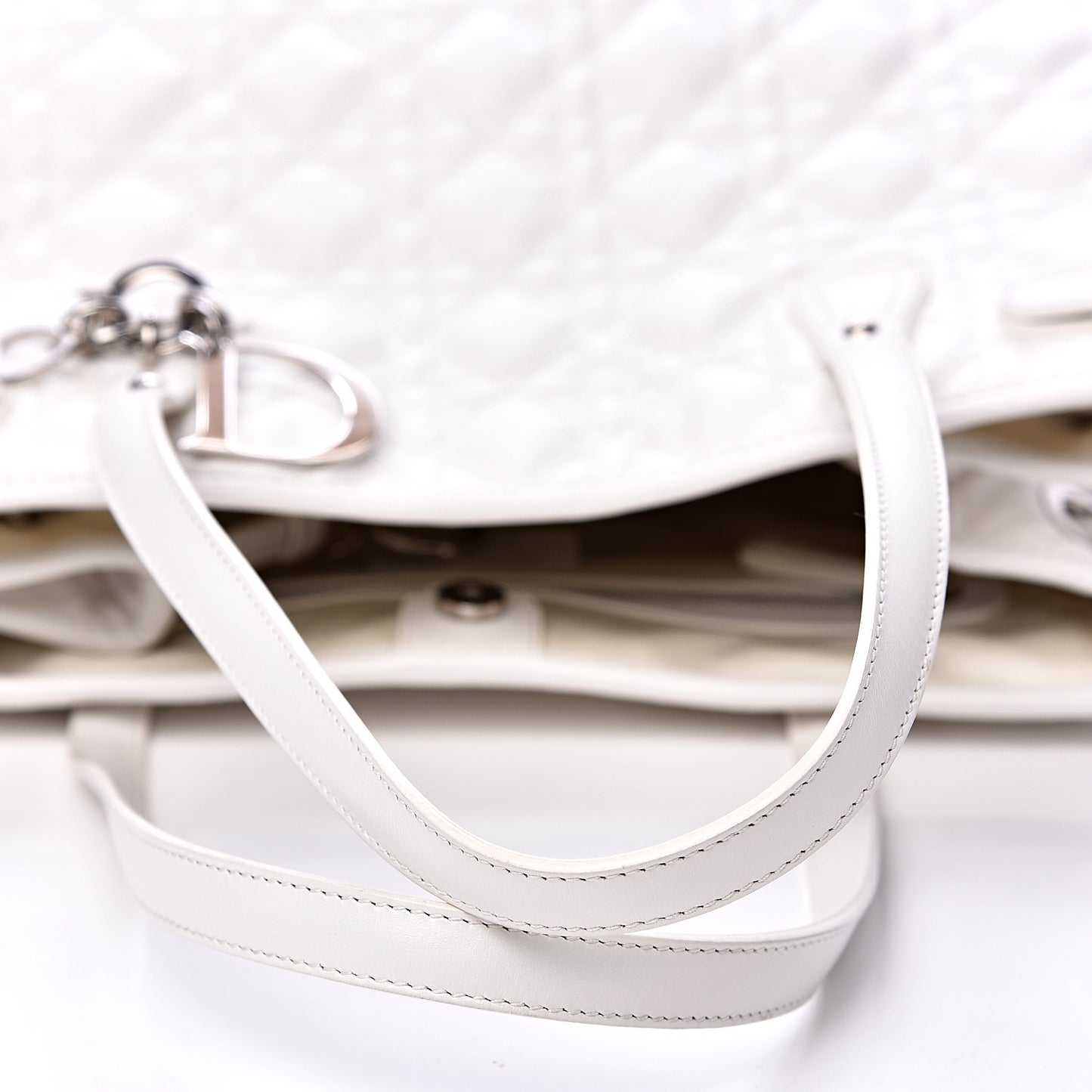 Coated Canvas Cannage Medium Panarea Tote White