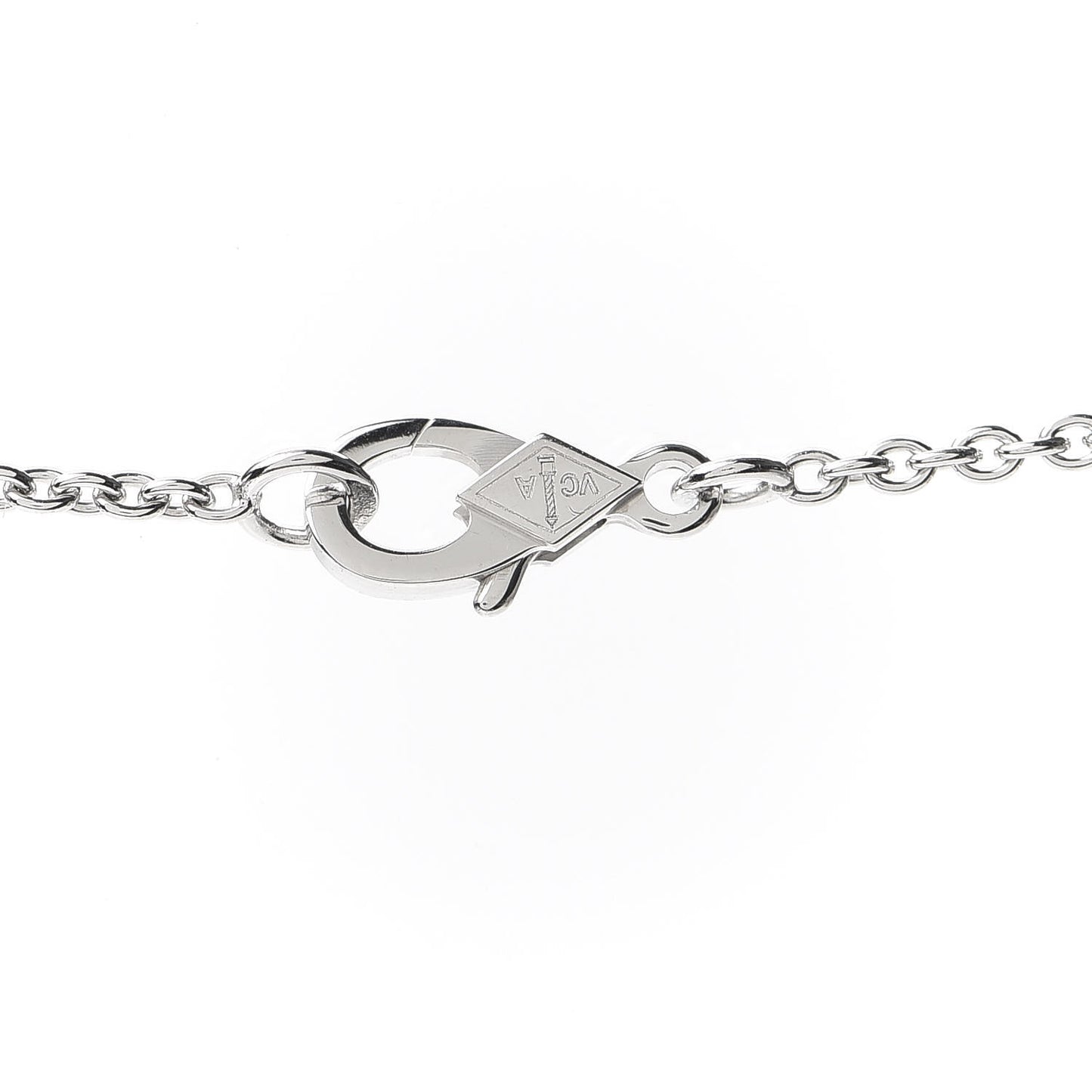 18K White Gold Diamond Pure Alhambra Pendant Necklace