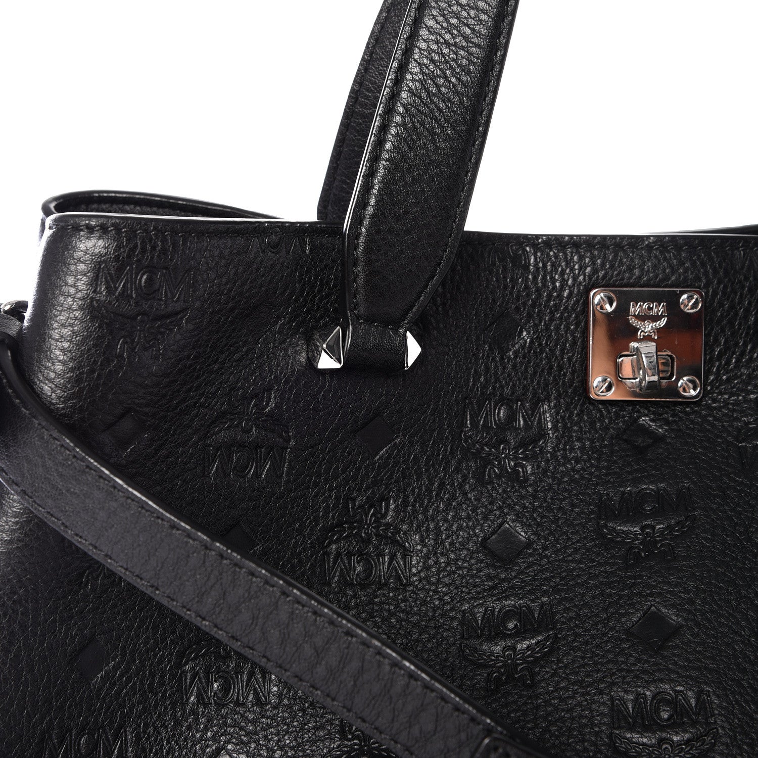 MCM Calfskin Ottomar Monogram Large Essential Tote Black 14 of 14