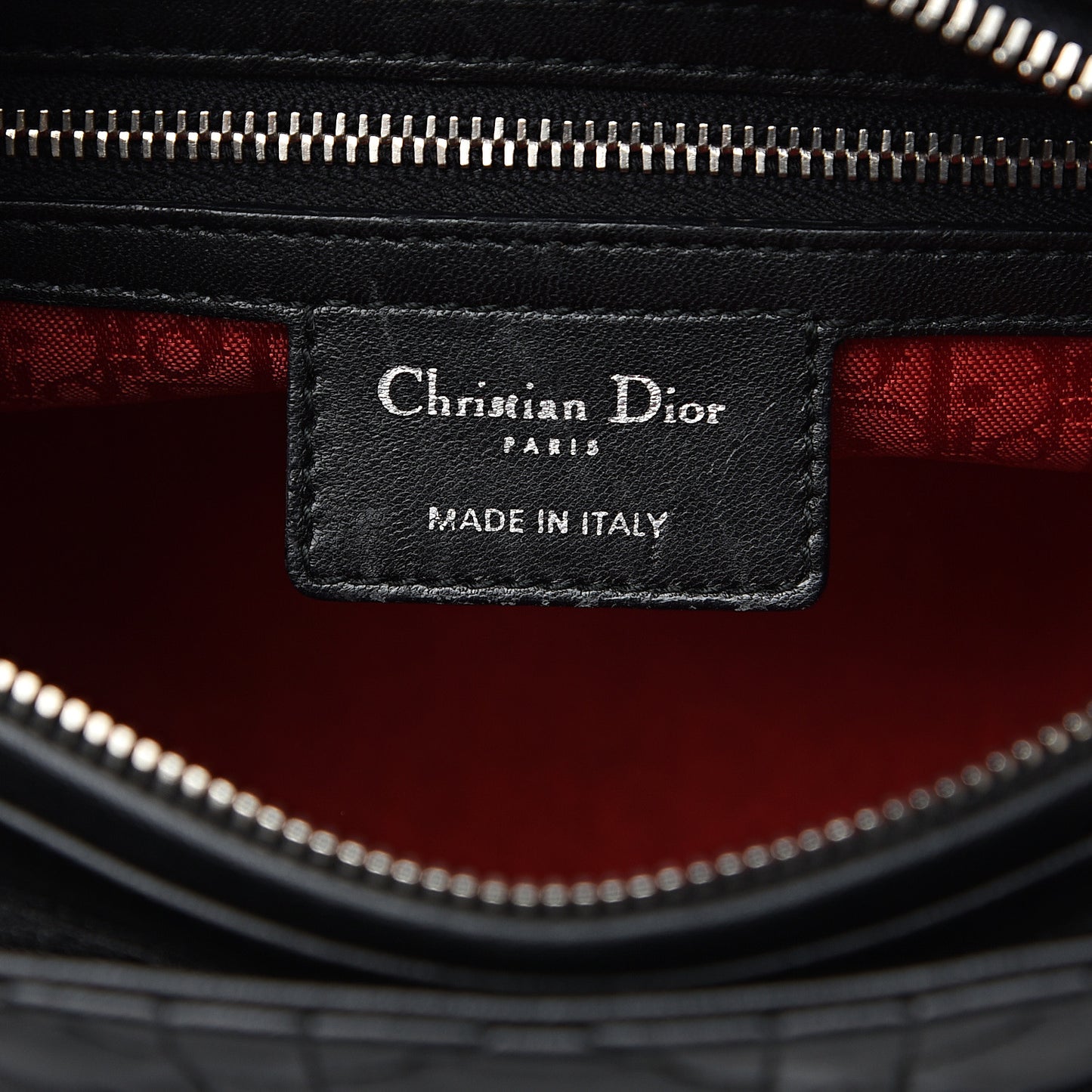 Lambskin Cannage Studded Double Strap Medium Lady Dior Black