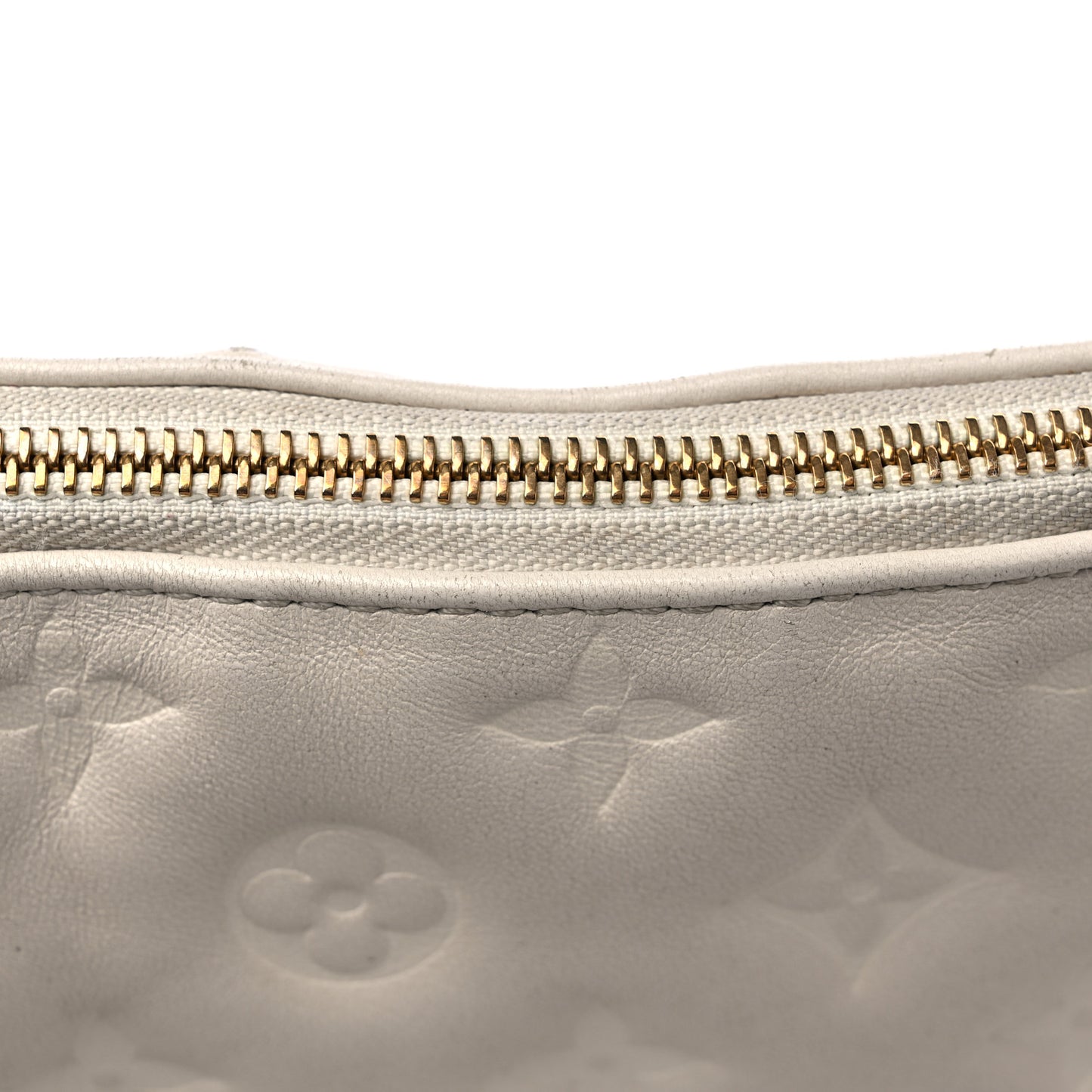Lambskin Embossed Monogram Coussin PM Beige Cream