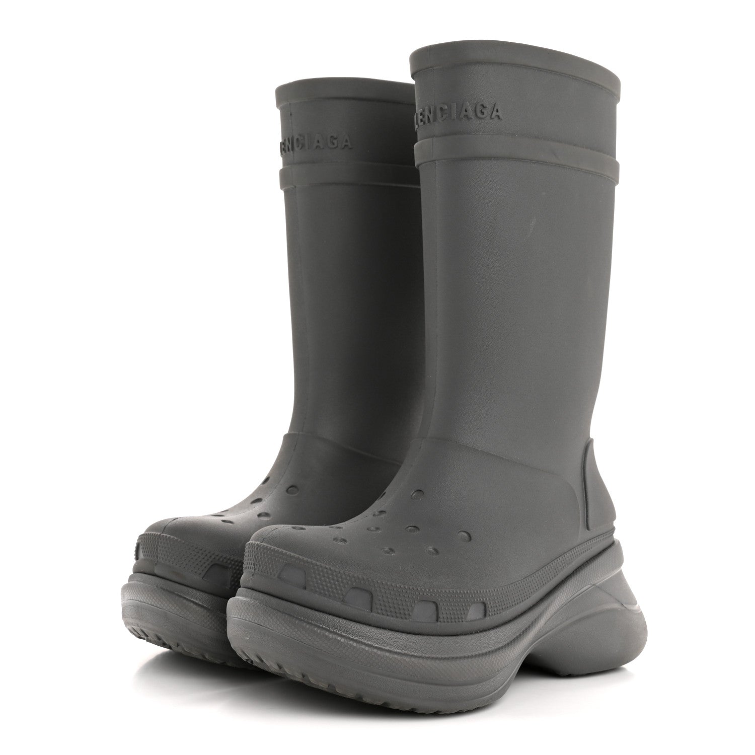 Balenciaga X CROCS Rubber Womens Rain Boots 37 Grafite 3 of 9