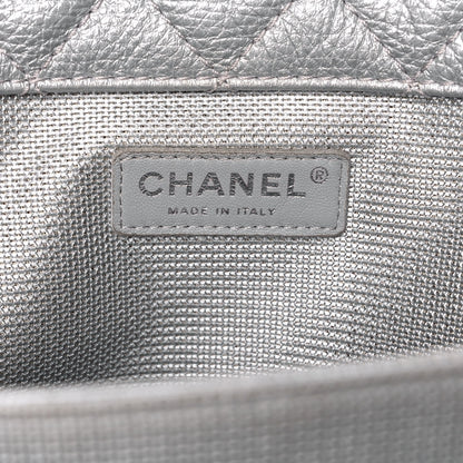 Chanel Metallic Calfskin Quilted XXL Travel Flap Bag Silver 6 of 14
