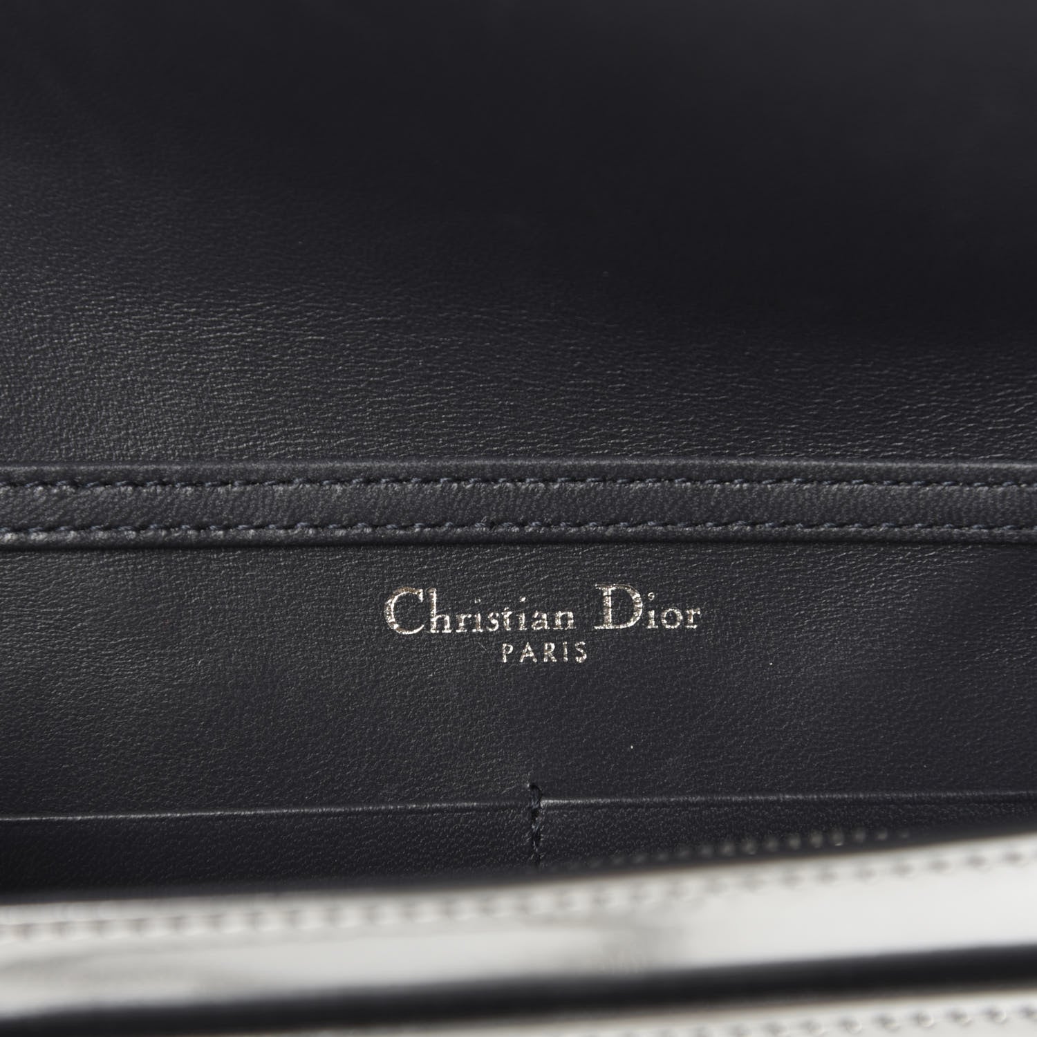 Christian Dior Metallic Patent Micro-Cannage Diorama Wallet on Chain Pouch Silver 8 of 10