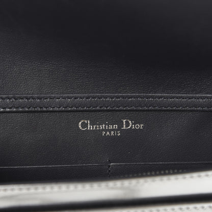 Christian Dior Metallic Patent Micro-Cannage Diorama Wallet on Chain Pouch Silver 8 of 10