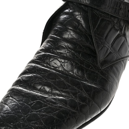 Saint Laurent Calfskin Crocodile Embossed Mens Dixon Buckle Ankle Boots 45 Black 9 of 12