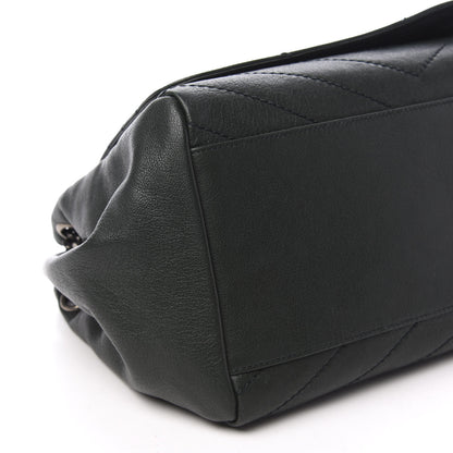 Saint Laurent Vintage Lambskin Chevron Monogram Medium Nolita Dark Green 6 of 10