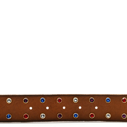Gucci Calfskin Studded Crystals Brass Feline Buckle Belt 75 30 Toscano 3 of 7