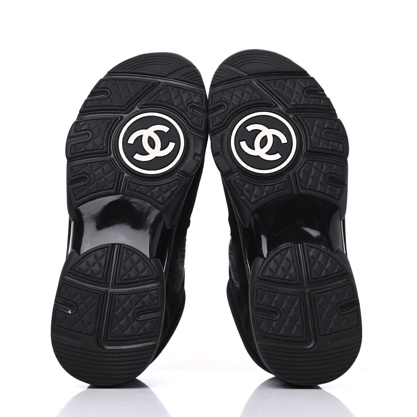 Nylon Calfskin Suede CC Sneakers 36.5 Black