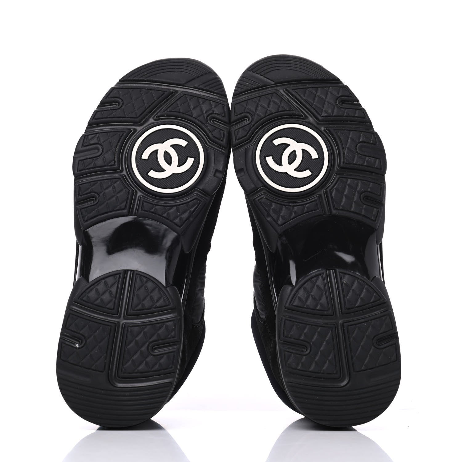 Chanel Nylon Calfskin Suede CC Sneakers 36.5 Black 5 of 18