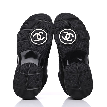 Chanel Nylon Calfskin Suede CC Sneakers 36.5 Black 5 of 18