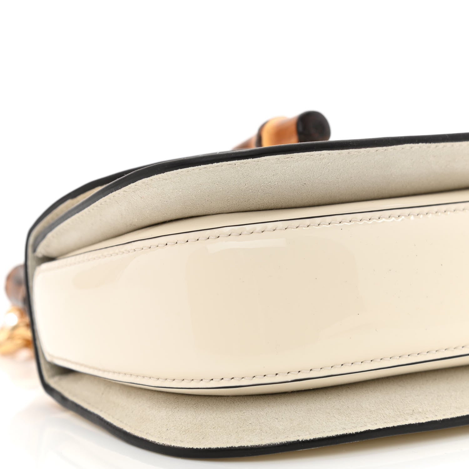 Gucci Patent Crystal Mini Bamboo 1947 Top Handle Chain Bag White 9 of 12