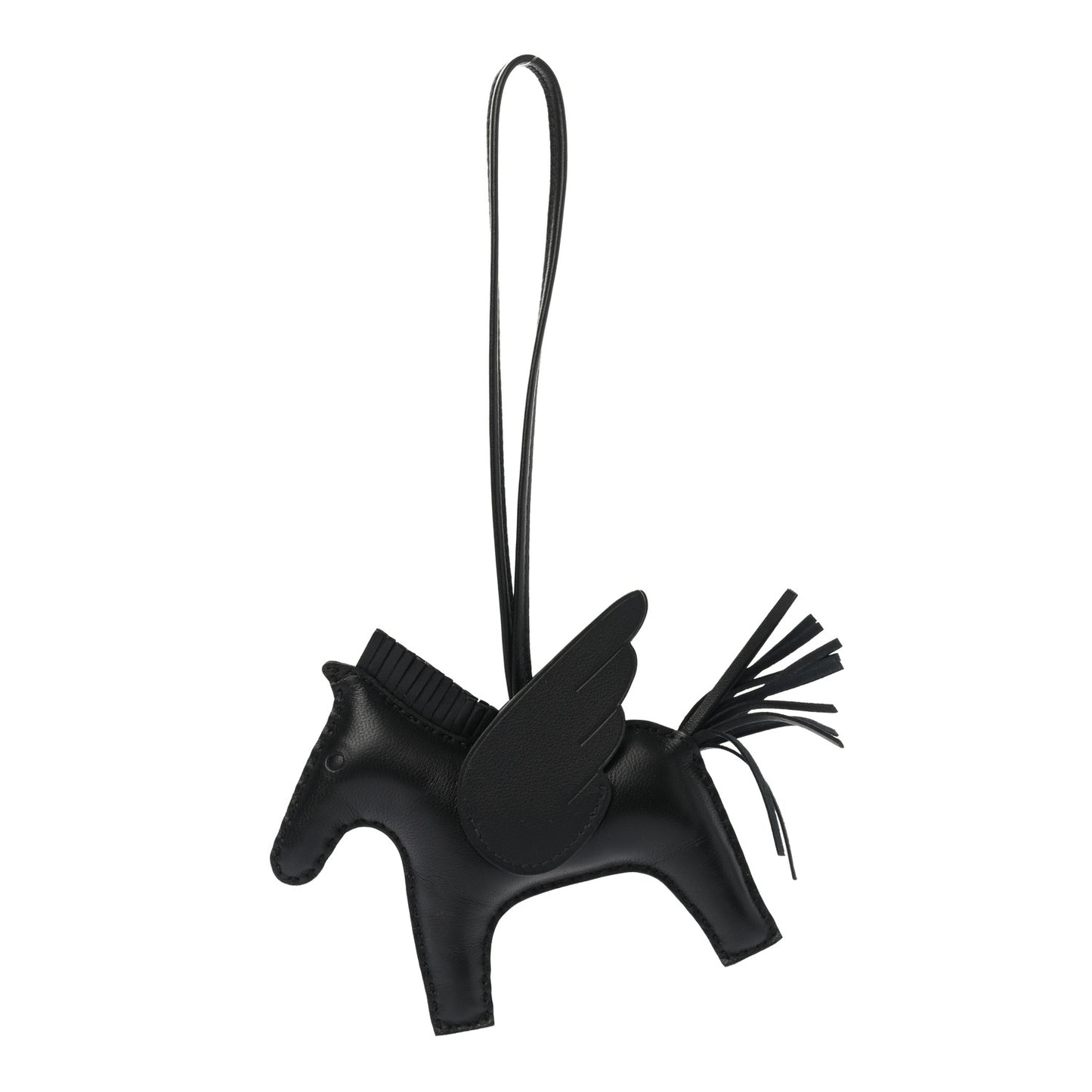 Milo Lambskin Grigri Rodeo Pegase Horse Bag Charm MM So Black