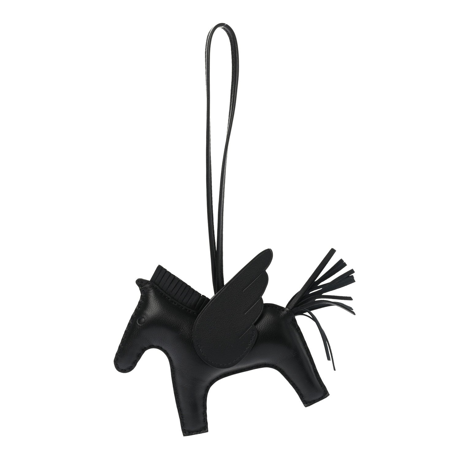 Hermes Milo Lambskin Grigri Rodeo Pegase Horse Bag Charm MM So Black 1 of 5