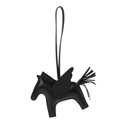 Hermes Milo Lambskin Grigri Rodeo Pegase Horse Bag Charm MM So Black 1 of 5