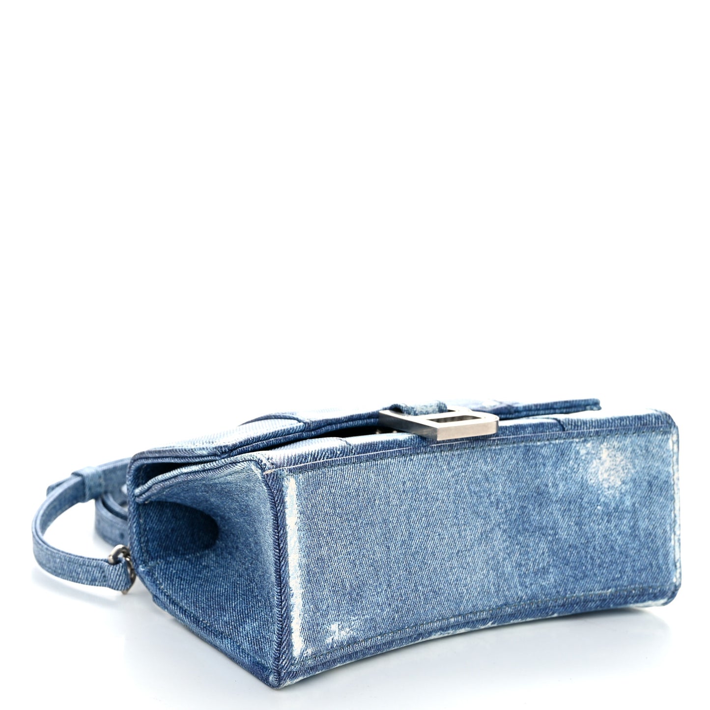 Nappa Denim Printed Hourglass Top Handle Bag XS Denim Blue
